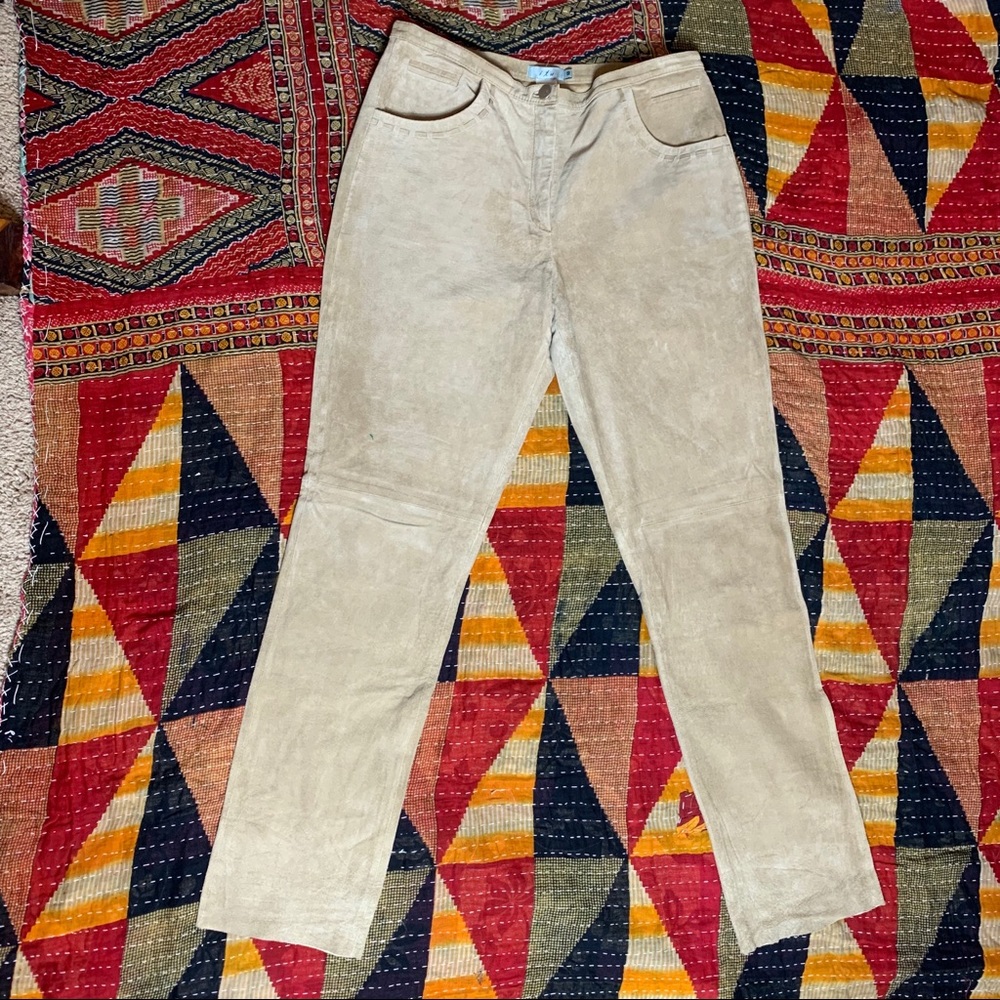 🍊 Khaki suede lined pants M size 10